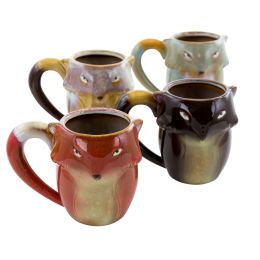 Gibson Home Figural Fox 4 Piece 18 Ounce Stoneware Mug Set in Assorted Colors