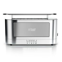 Russell Hobbs Stainless Steel 2 Slice Long Toaster with Glass Accent in Grey